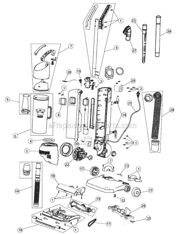 Page A Diagram and Parts List for M084600  Dirt Devil Upright Vacuum